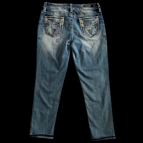 NEW Women’s Vigoss Cropped Medium Denim Jeans sz 8 - Picture 3 of 8